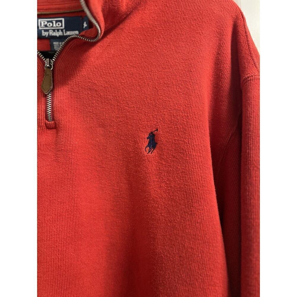 Polo Ralph Lauren XXL 2XL Knit Sweater Mens 1/4 Zip Pullover Mock Neck Red - Picture 2 of 4